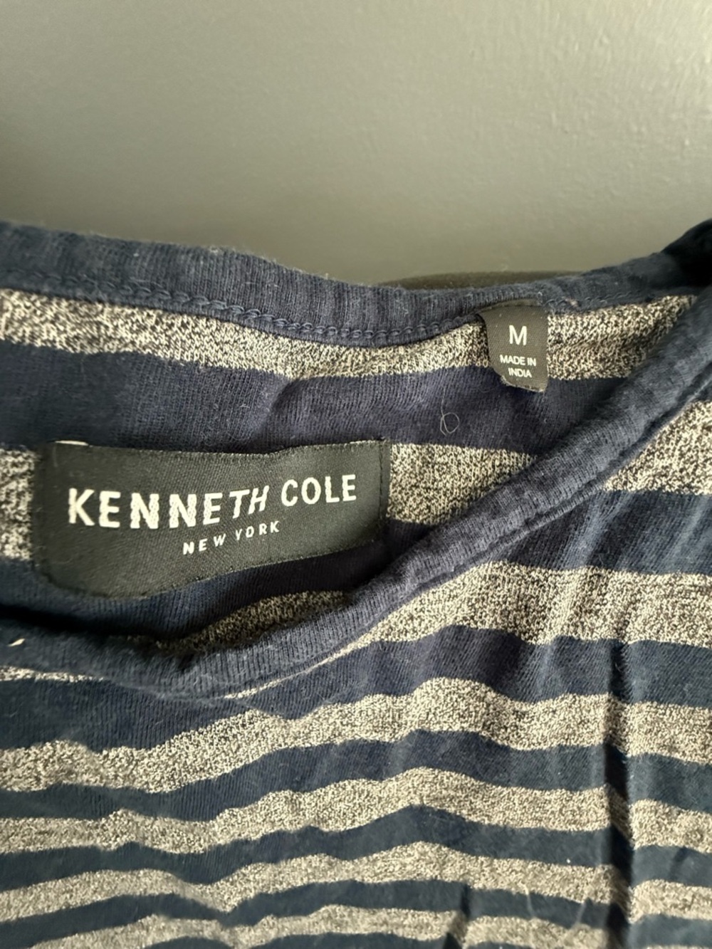 Kenneth Cole Navy and gray Striped Crewneck Tee - Picture 2 of 4